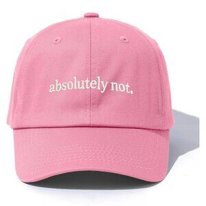 "absolutely not." Pink & White Baseball Cap Hat w. Adjustable Back NWT